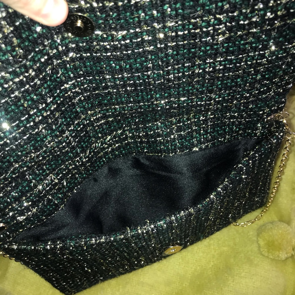 NWOT Leora Green & Gold Plaid Chain Purse - Picture 8 of 8